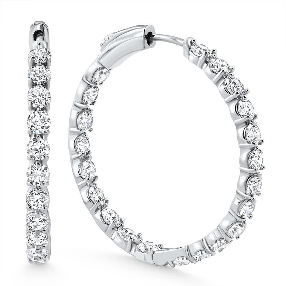 4 1/2Ct Diamond Inside Outside Hoops Gold Women's Earrings Lab Grown 1.25" Tall Size: 1.25" Tall