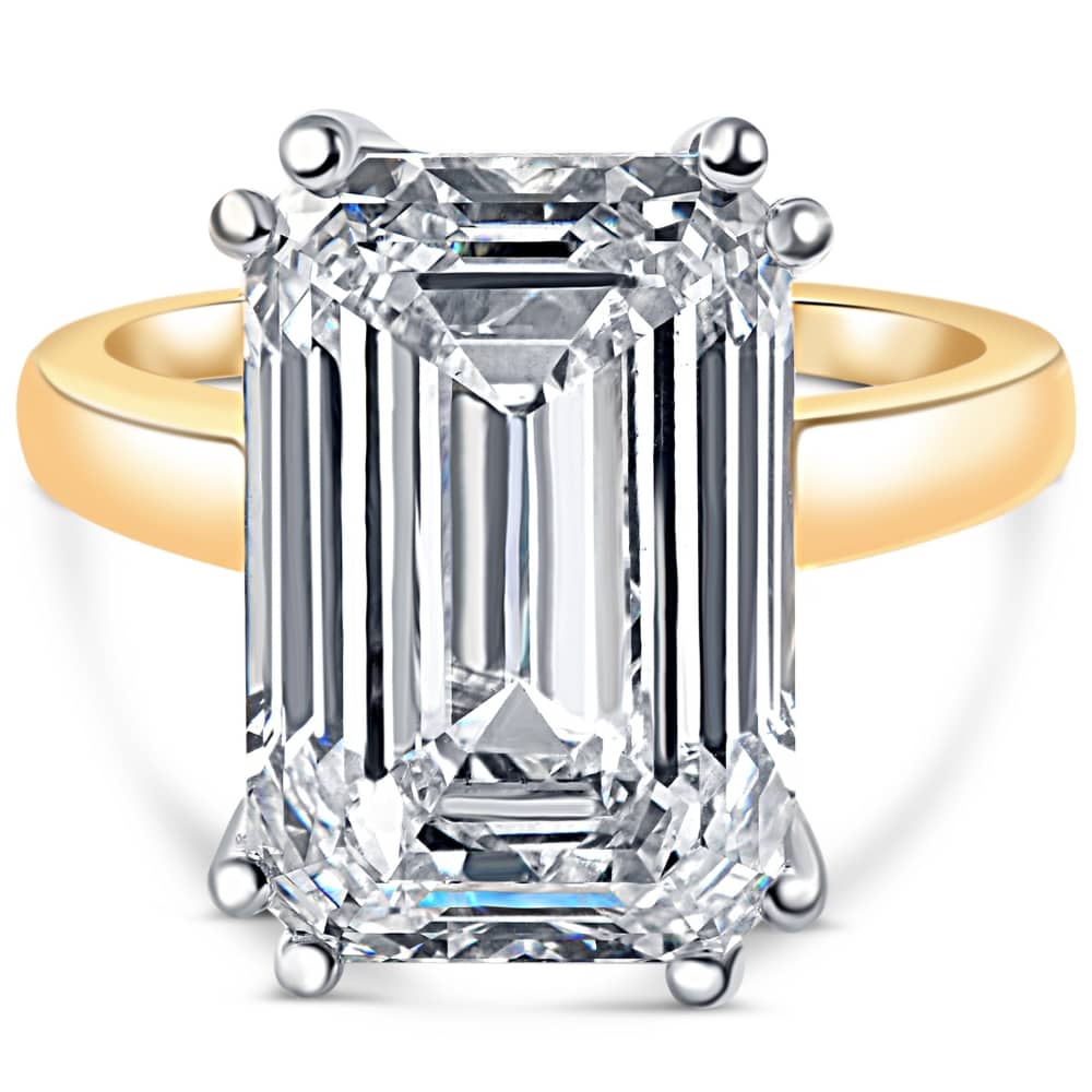 Certified 10.05CT Emerald Cut Solitaire Diamond Engagement Ring 14k Gold Lab Grown Size: 7