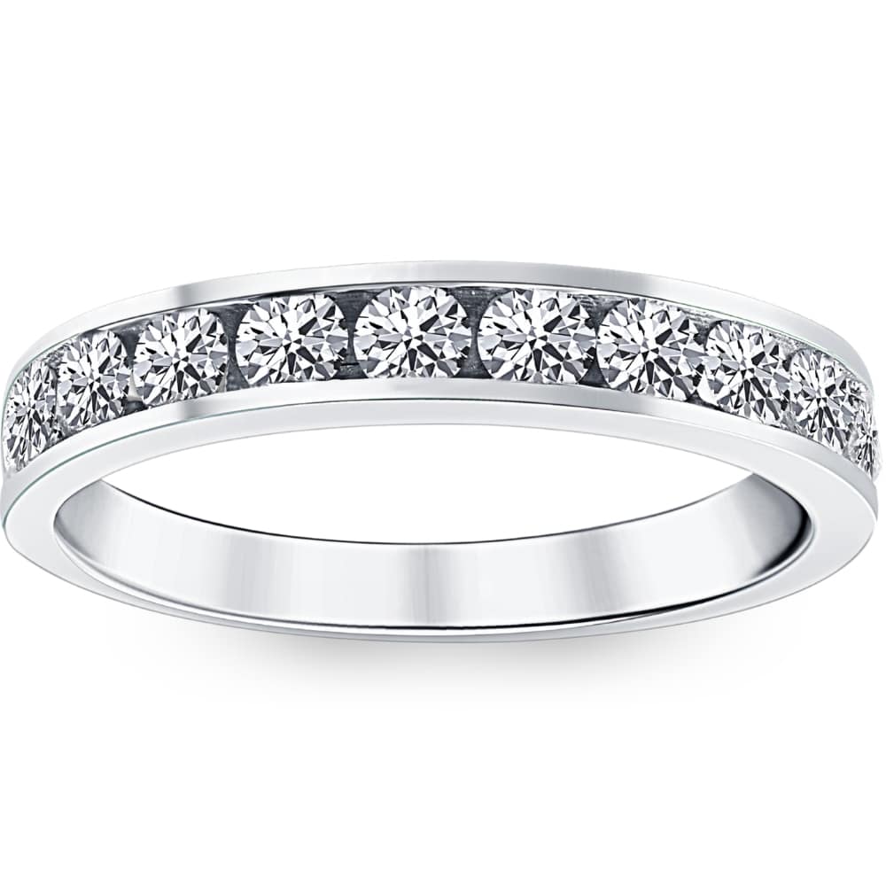1ct Diamond Wedding Ring 14K White Gold Size Selectable