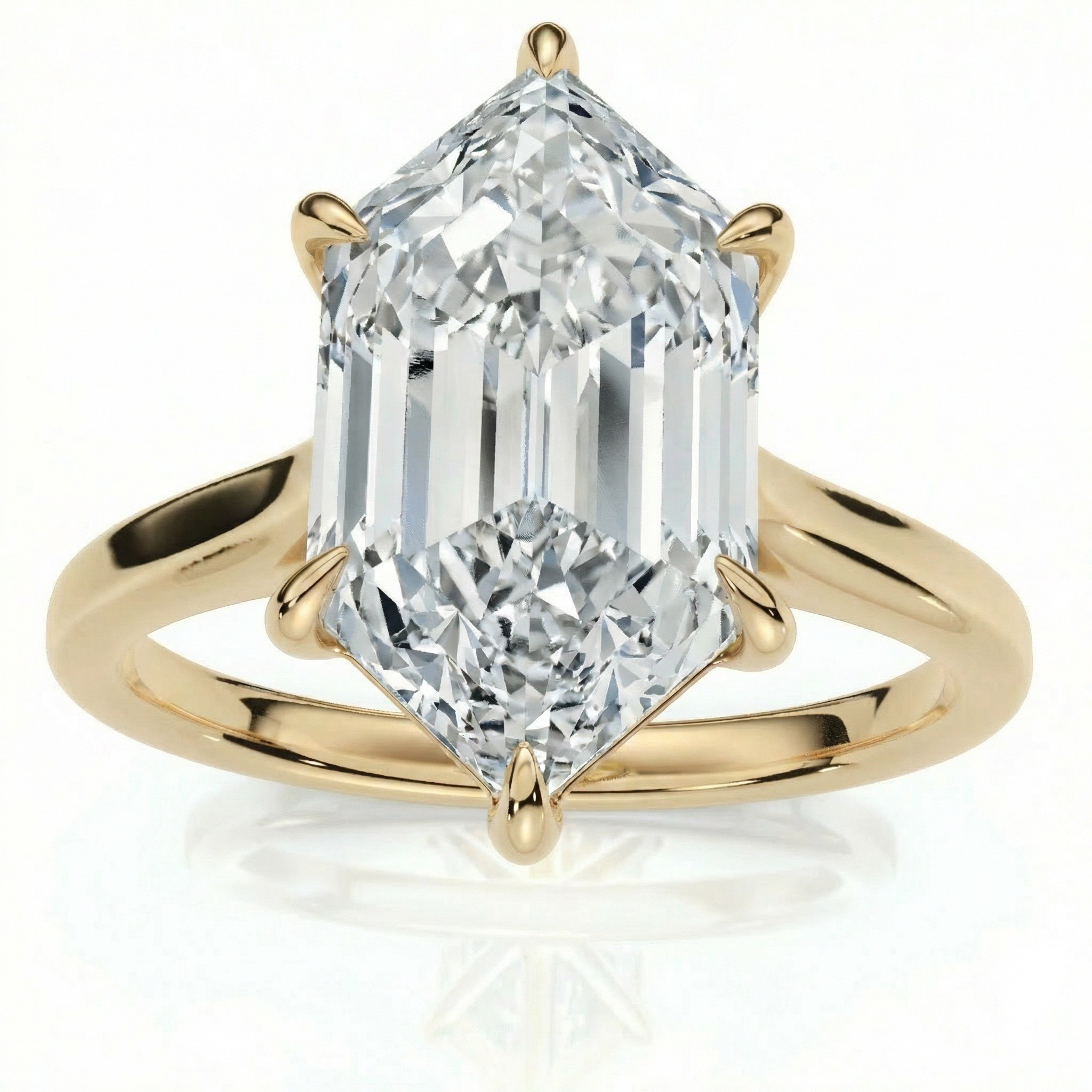 Certified 3Ct Vireo Elongated Hexagon Diamond Engagement Ring 14k Gold Lab Grown