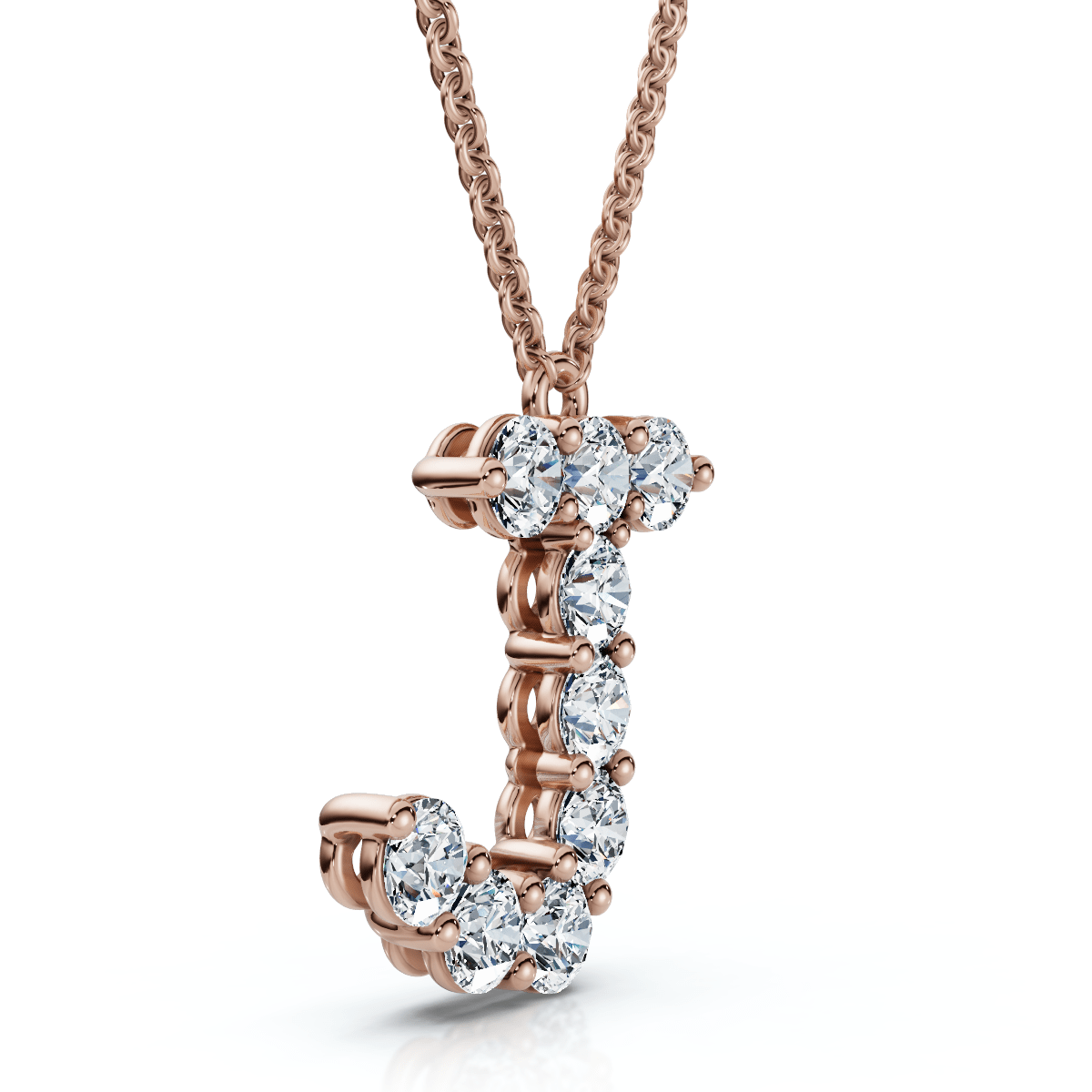 1Ct Diamond Initial "J" Pendant 14k Gold 18" Necklace Lab Grown 5/8" Tall