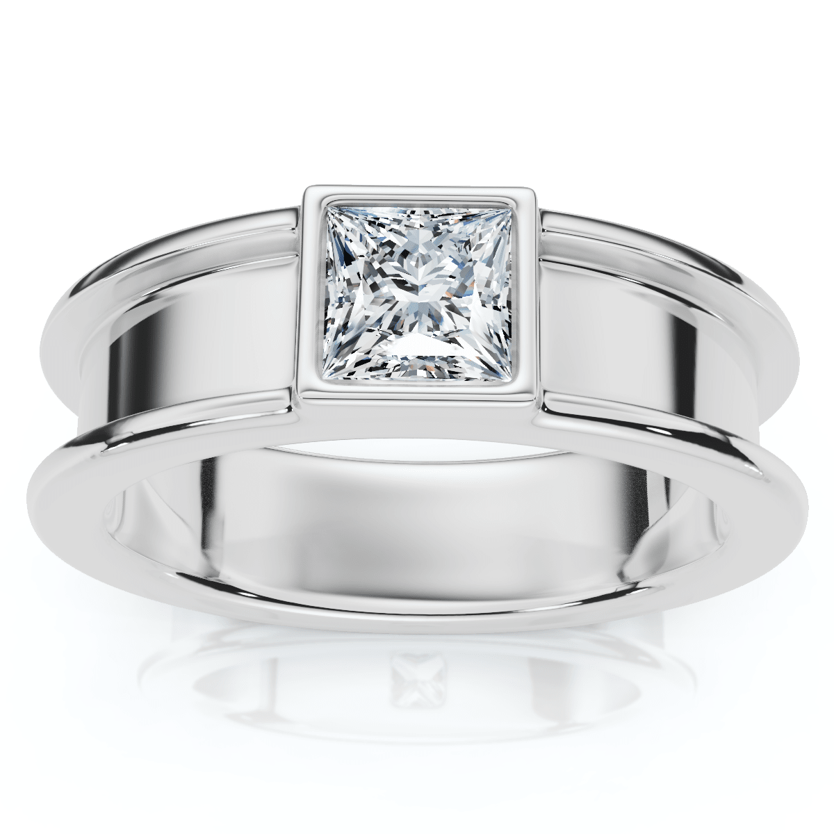 Men's Bezel Set Diamond Solitaire Wedding Ring 14k Gold Lab Grown