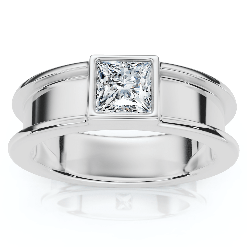 Men's Bezel Set Diamond Solitaire Wedding Ring 14k Gold Lab Grown