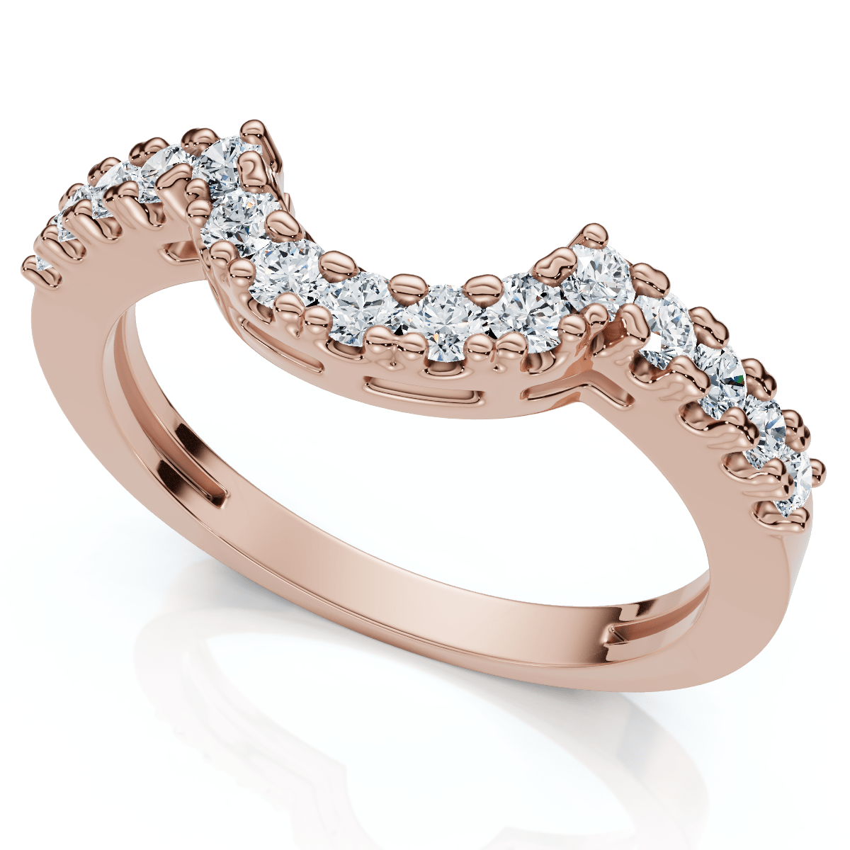 1/4Ct Notched Diamond Guard Anniversary Ring 14k Gold Lab Grown