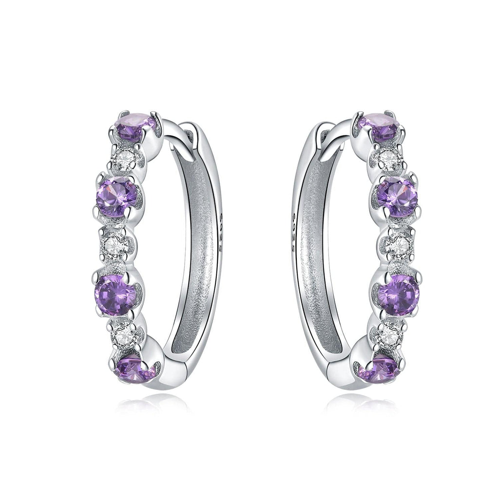 Lavender Crystal Hoop Earrings