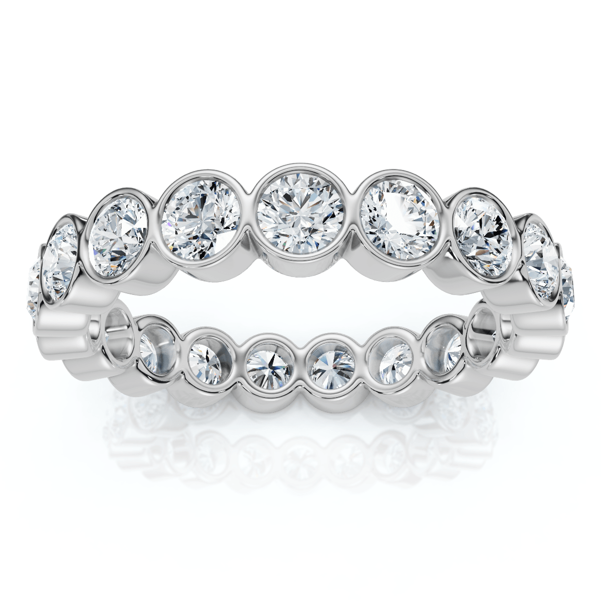 2Ct Bezel Set Diamond Eternity Wedding Ring 14k Gold of Platinum Lab Grown