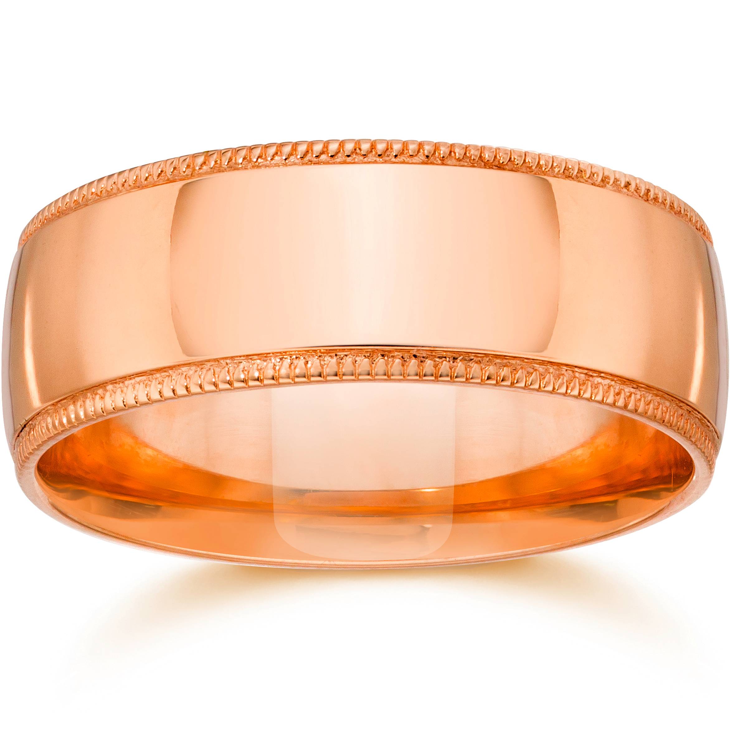 7mm Milgrain 14K Rose Gold Polished Wedding Band Size Selectable