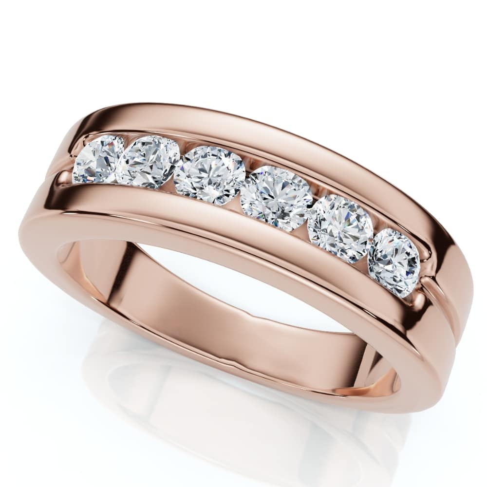 Men's 5/8Ct Diamond 6-Stone Polished Wedding Ring Lab Grown 10k Gold