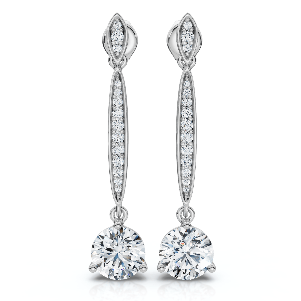 1 5/8Ct Drop Dangle Earrings 14k Gold Lab Grown