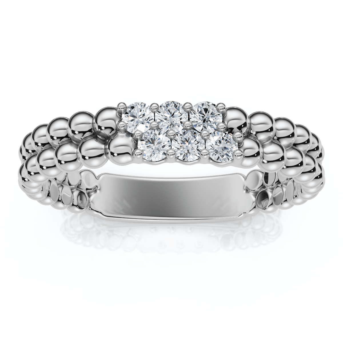 Two Row Beaded Diamond Stackable Ring 14k Gold or Platinum Lab Grown