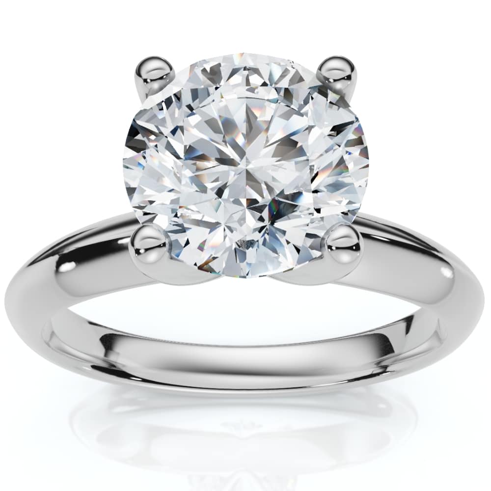 Certified 2ct Lab Grown Diamond Thin Solitaire Engagement Ring 14k White Gold