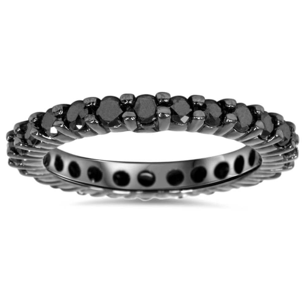 1ct Black Diamond Eternity Wedding Ring 14K Black Gold Size Selectable
