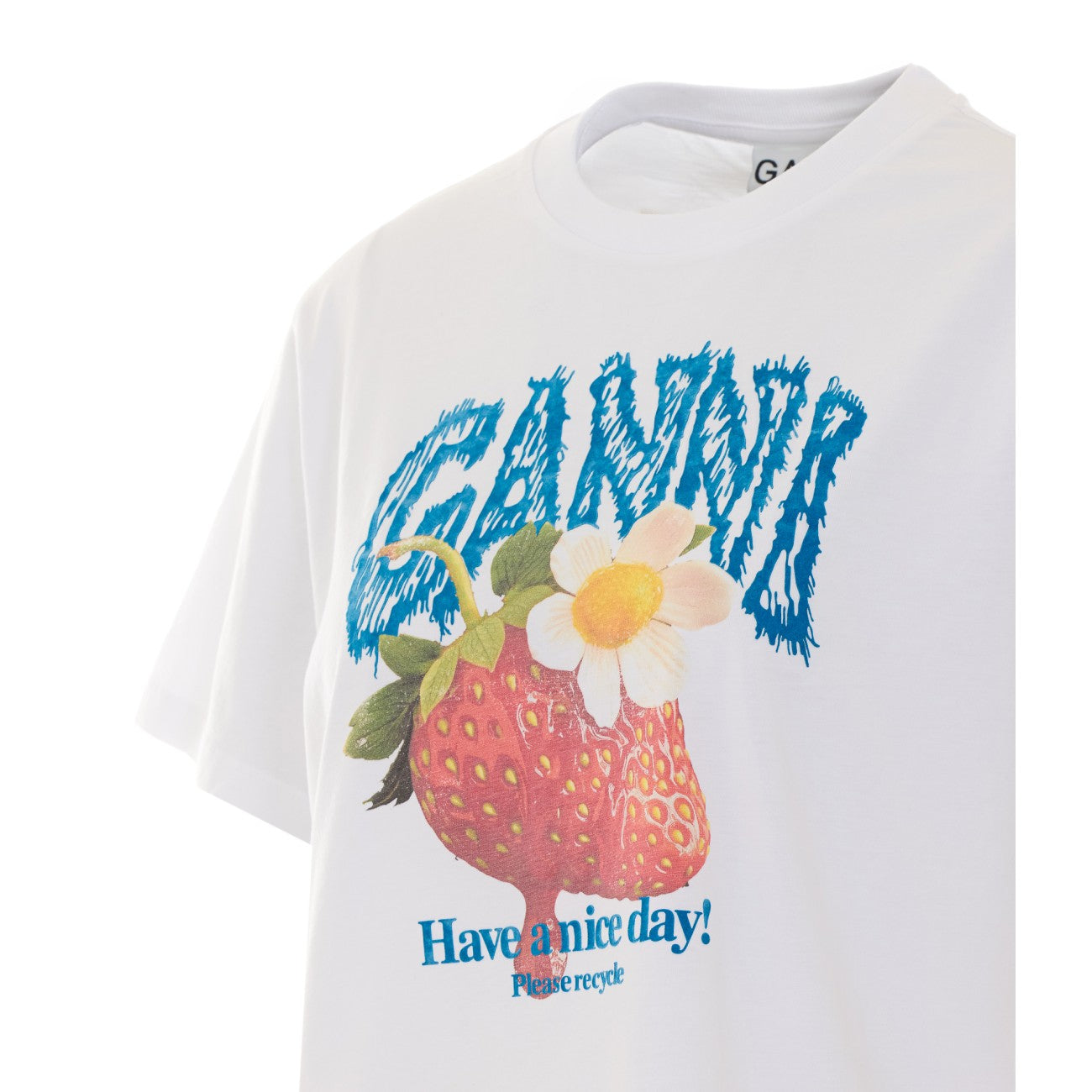 Ganni Women Logo T-Shirt With Strawberry Print