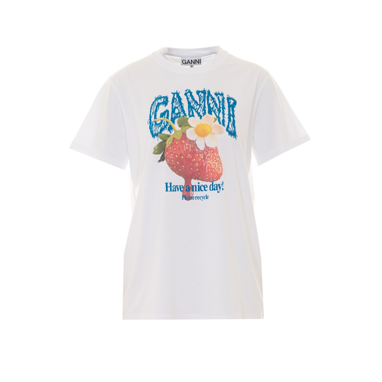 Ganni Women Logo T-Shirt With Strawberry Print
