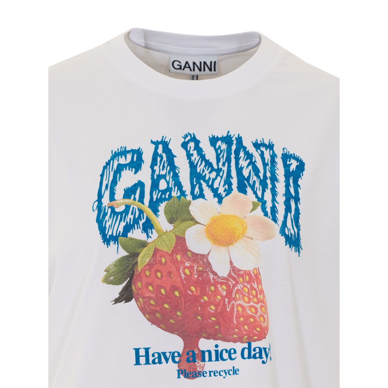 Ganni Women Logo T-Shirt With Strawberry Print
