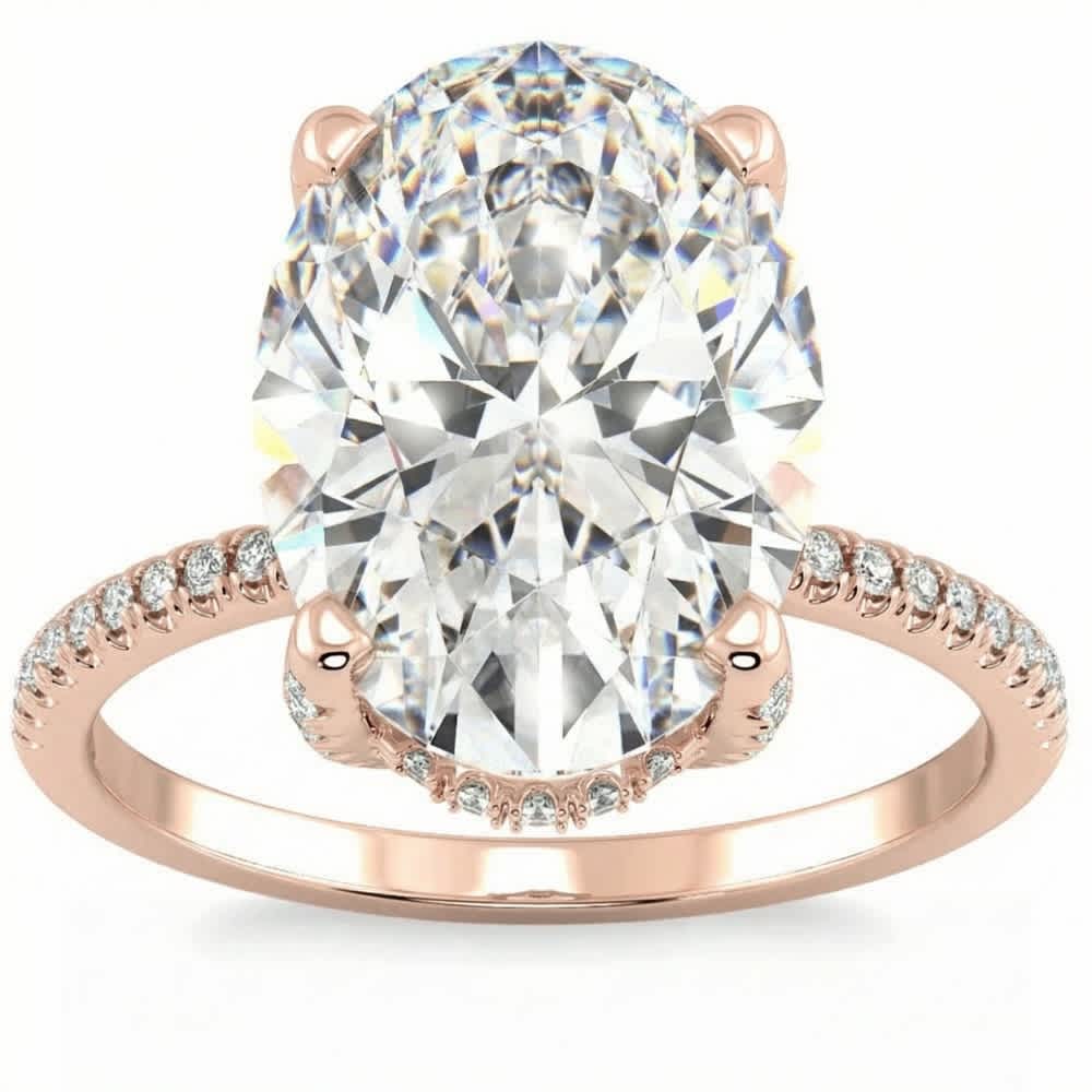Certified 5.33Ct Oval Diamond Side Halo Engagement Ring 14k Gold Lab Grown