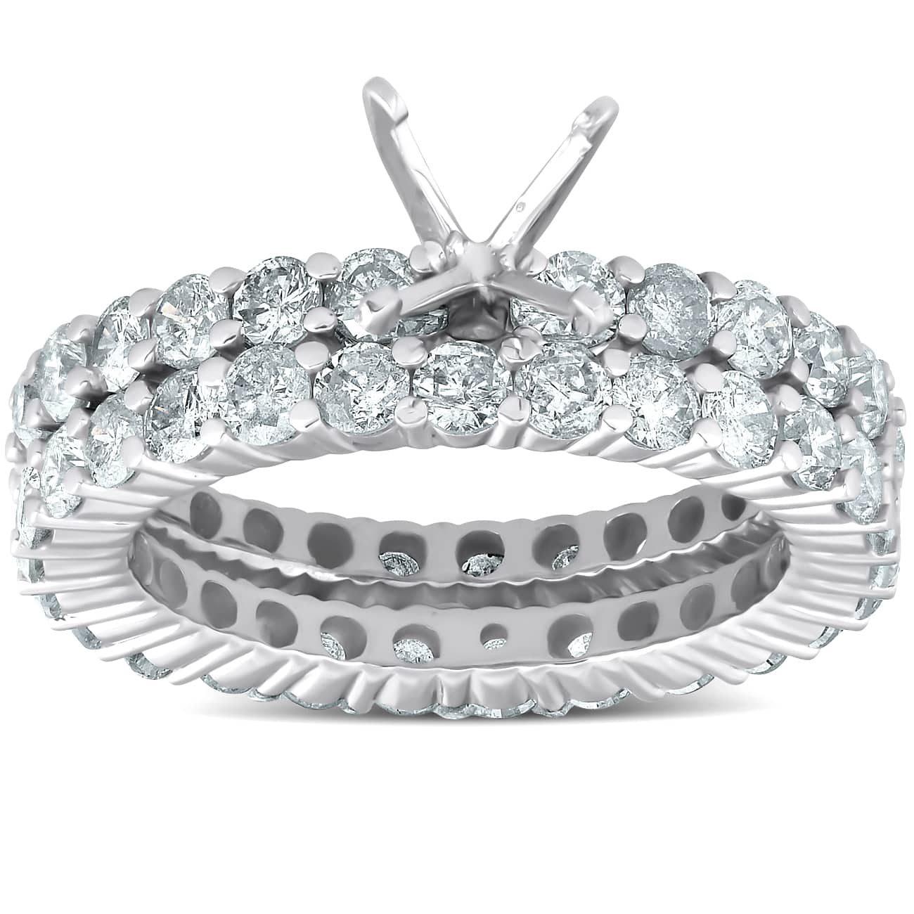 3ct Diamond Eternity Wedding Engagement Matching Ring Setting 14k White Gold Size Selectable