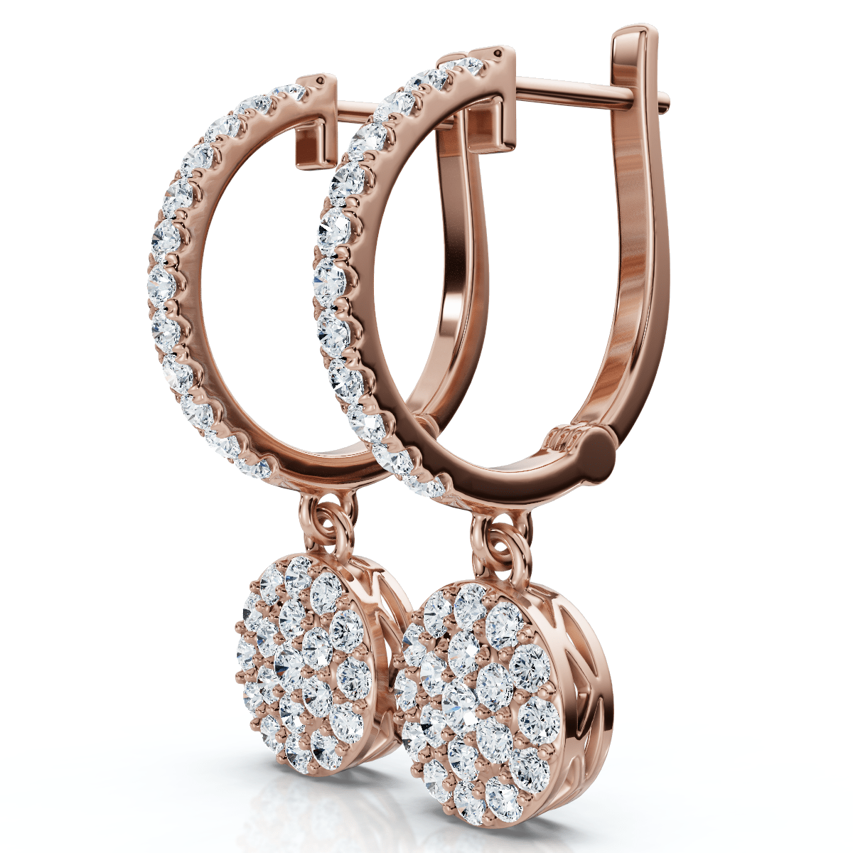 3/4Ct Drop Dangle Hoop Earrings 14k Gold Lab Grown EF/VS