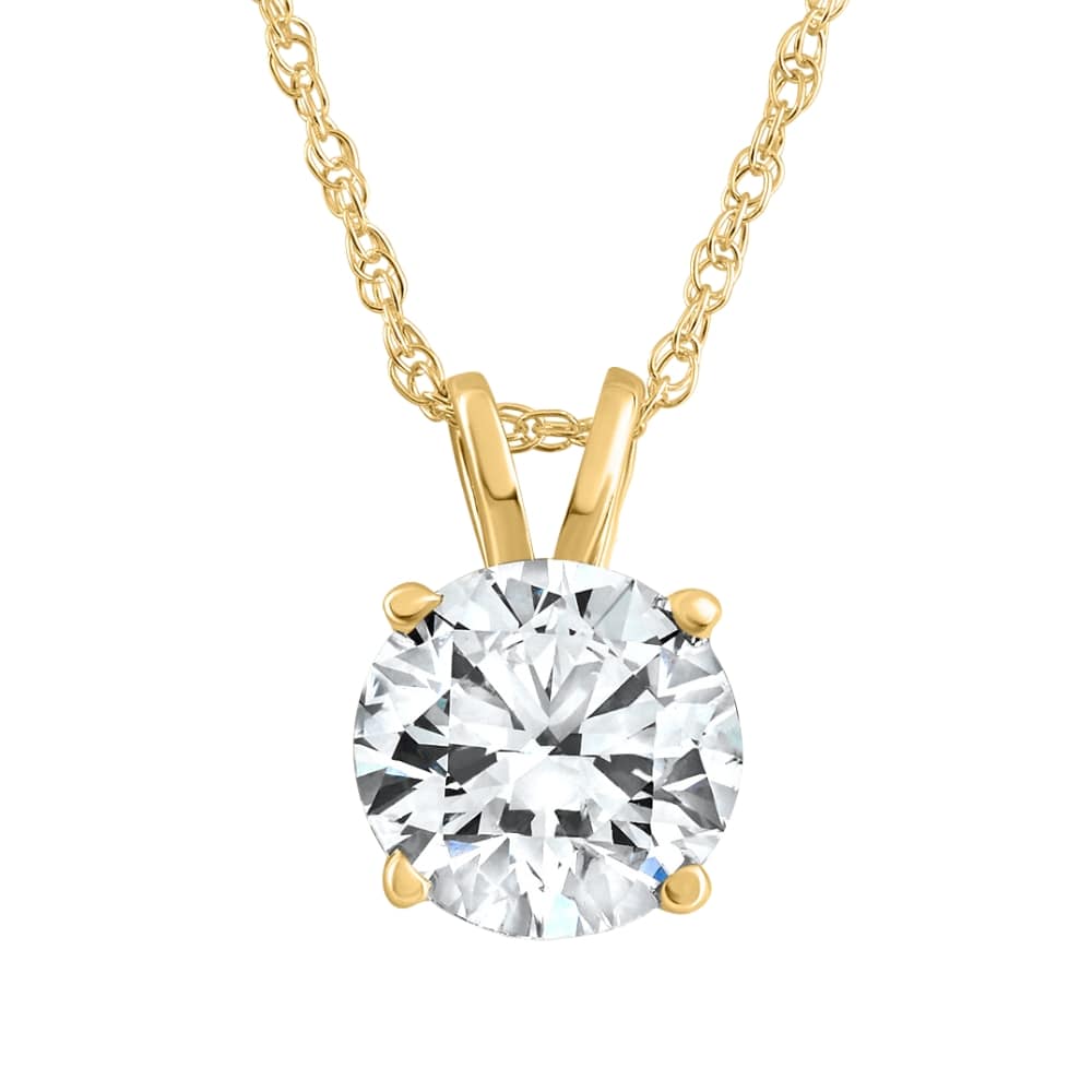5/8Ct Solitaire Round Diamond Pendant Necklace 14K Yellow Gold