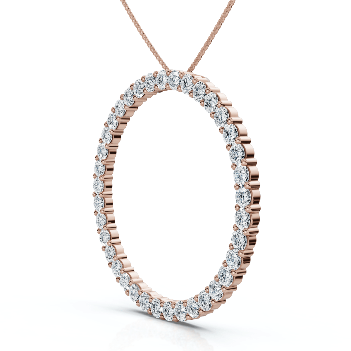 3Ct Circle Diamond Pendant 14k Gold Lab Grown EF/VS Size: 1"