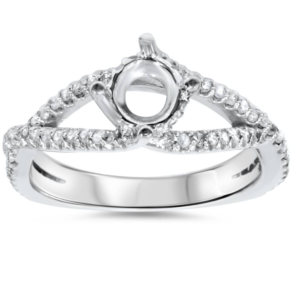 3/8ct 14K White Gold Diamond Engagement Ring Semi Mount Size Selectable
