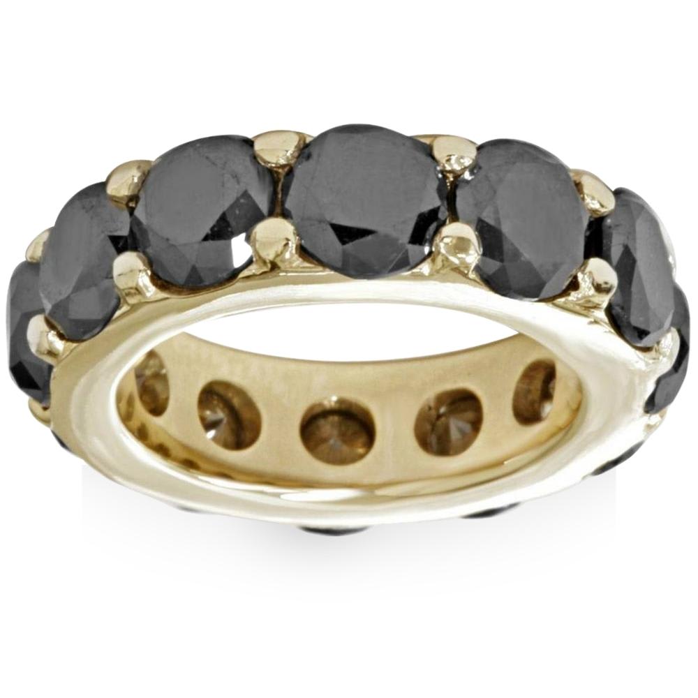 12 1/2ct Black Diamond Eternity Ring 14K Yellow Gold Size Selectable