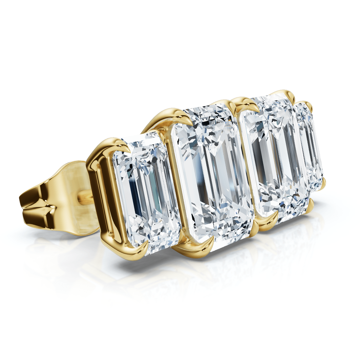 1 1/2Ct Emerald Cut Toi et Moi Diamond Earrings 14k Gold Lab Grown
