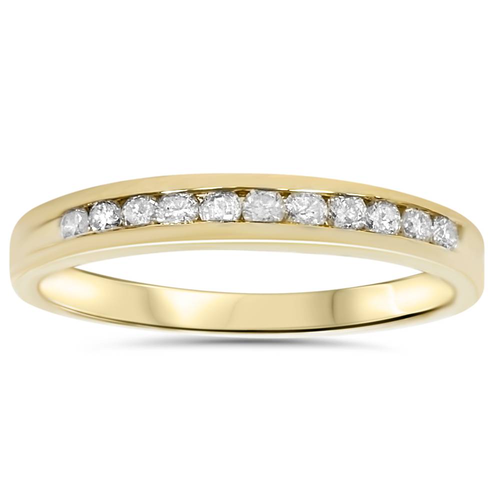 1/4ct 14K Yellow Gold Diamond Wedding Guard Stack Ring Size Selectable