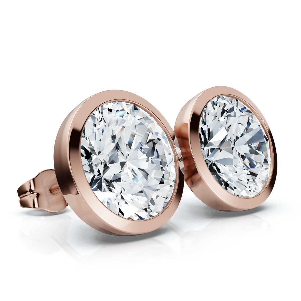 Certified 6Ct TW Martini Bezel Diamond Studs 14k Gold Lab Grown