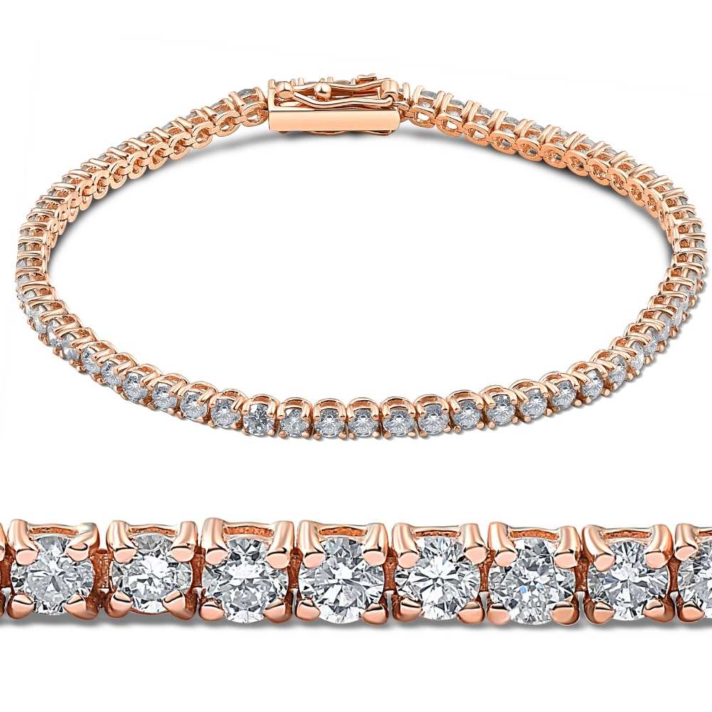 4ct Diamond Tennis Bracelet 14K Rose Gold 7"