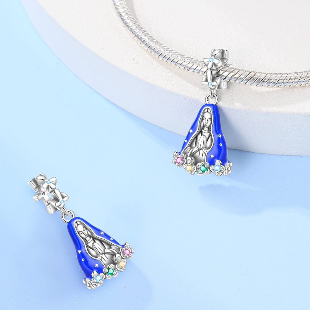 Madonna Charm with Colorful Gemstone Accents