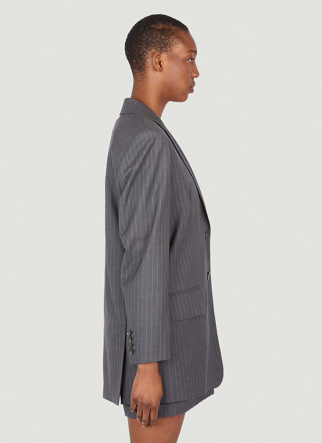 Max Mara Women Pinstriped Wool Blazer