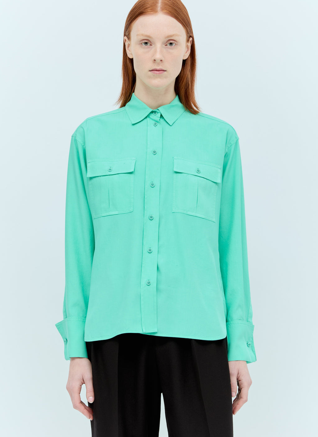 Max Mara Women Flap Pockets Silk Shirt