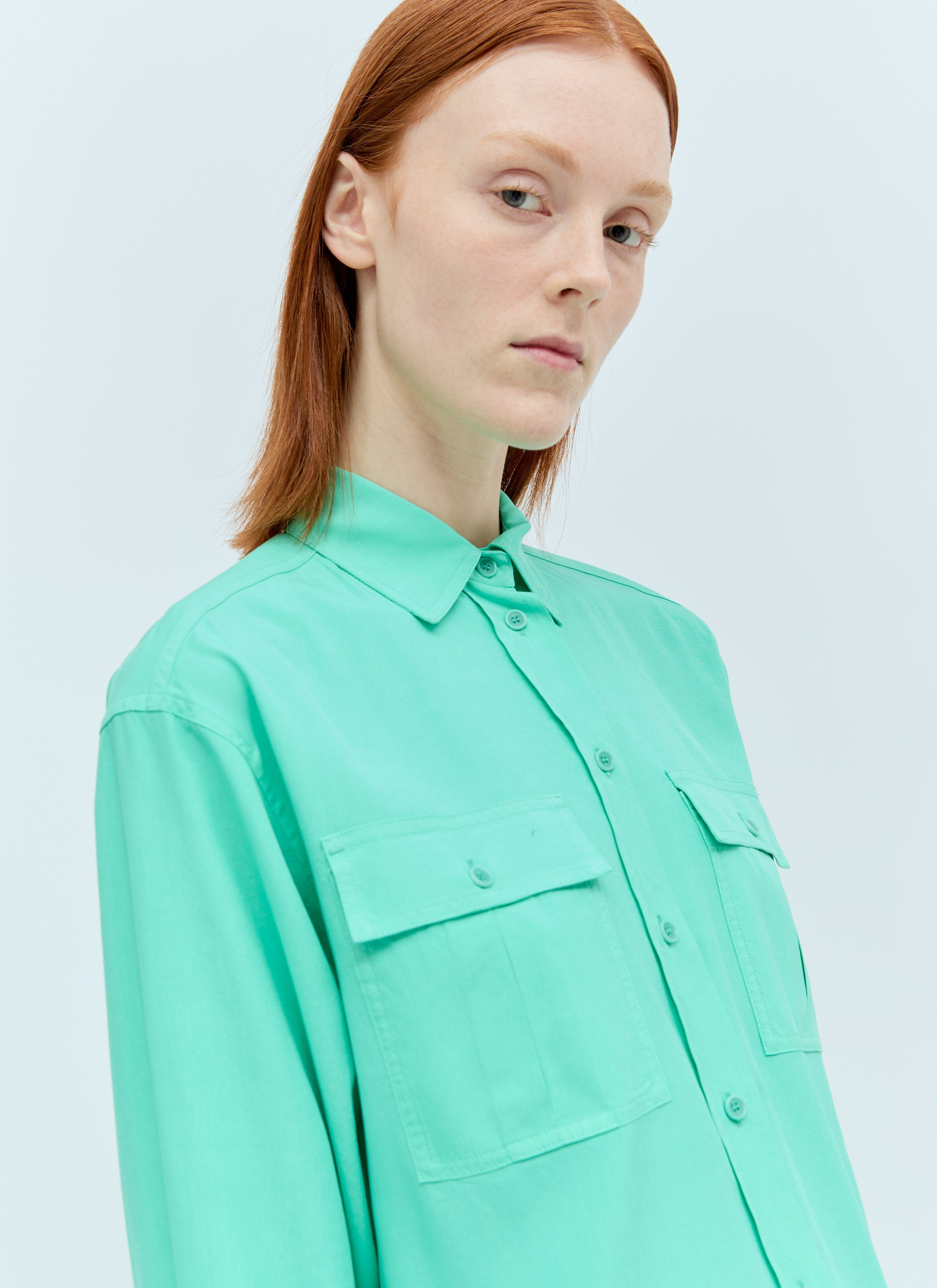 Max Mara Women Flap Pockets Silk Shirt