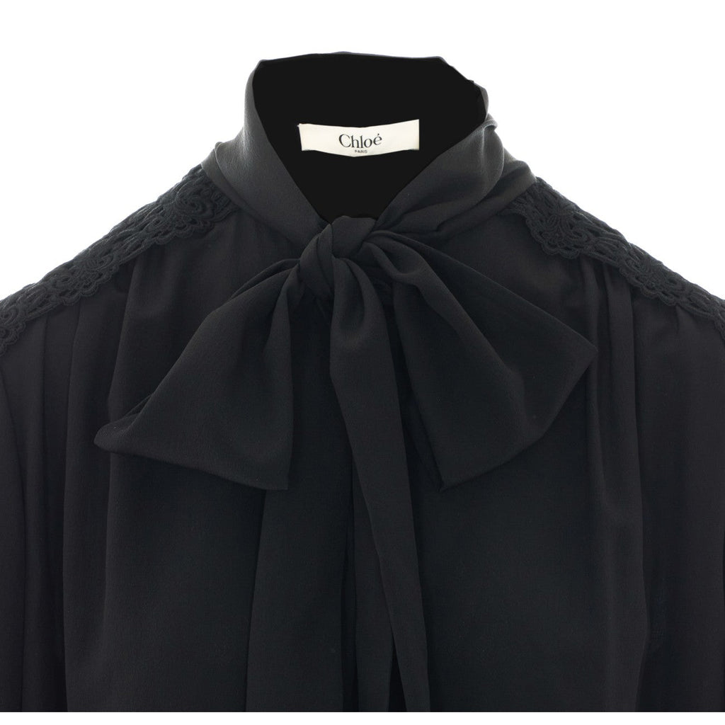 Chloe' Women Maxi Gathered Lavallière Blouse In Crêpe De Chine