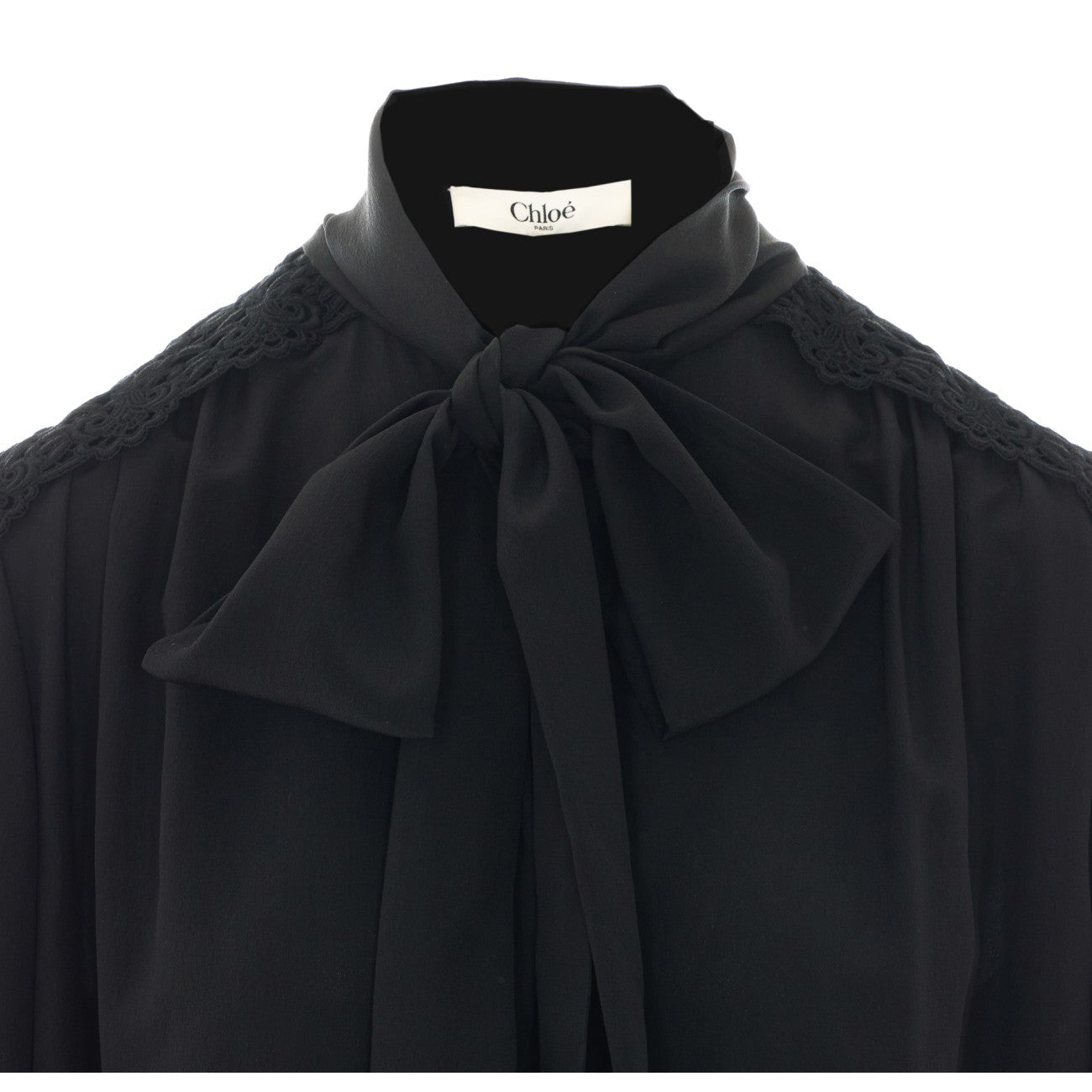 Chloe' Women Maxi Gathered Lavallière Blouse In Crêpe De Chine