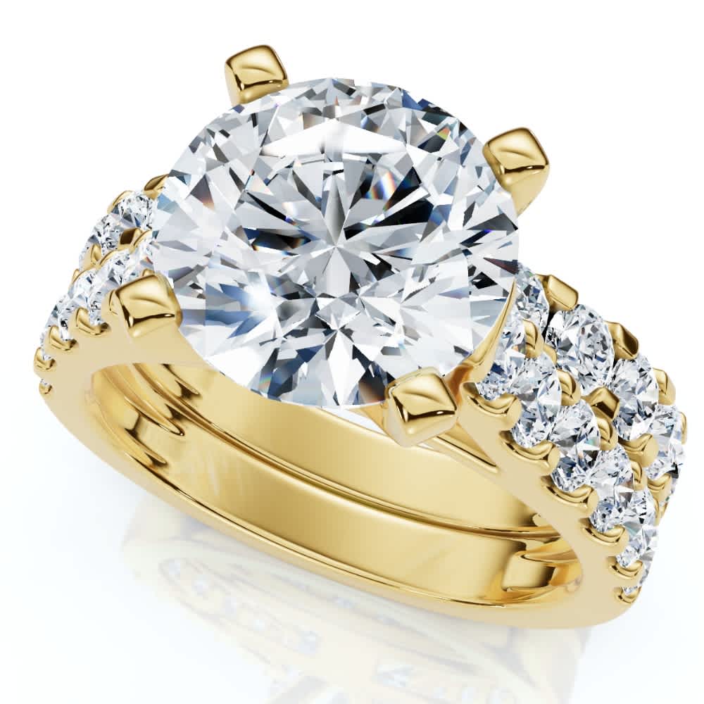 Certified 3.75Ct Diamond Engagement Matching Wedding Ring Set 14k Gold Lab Grown