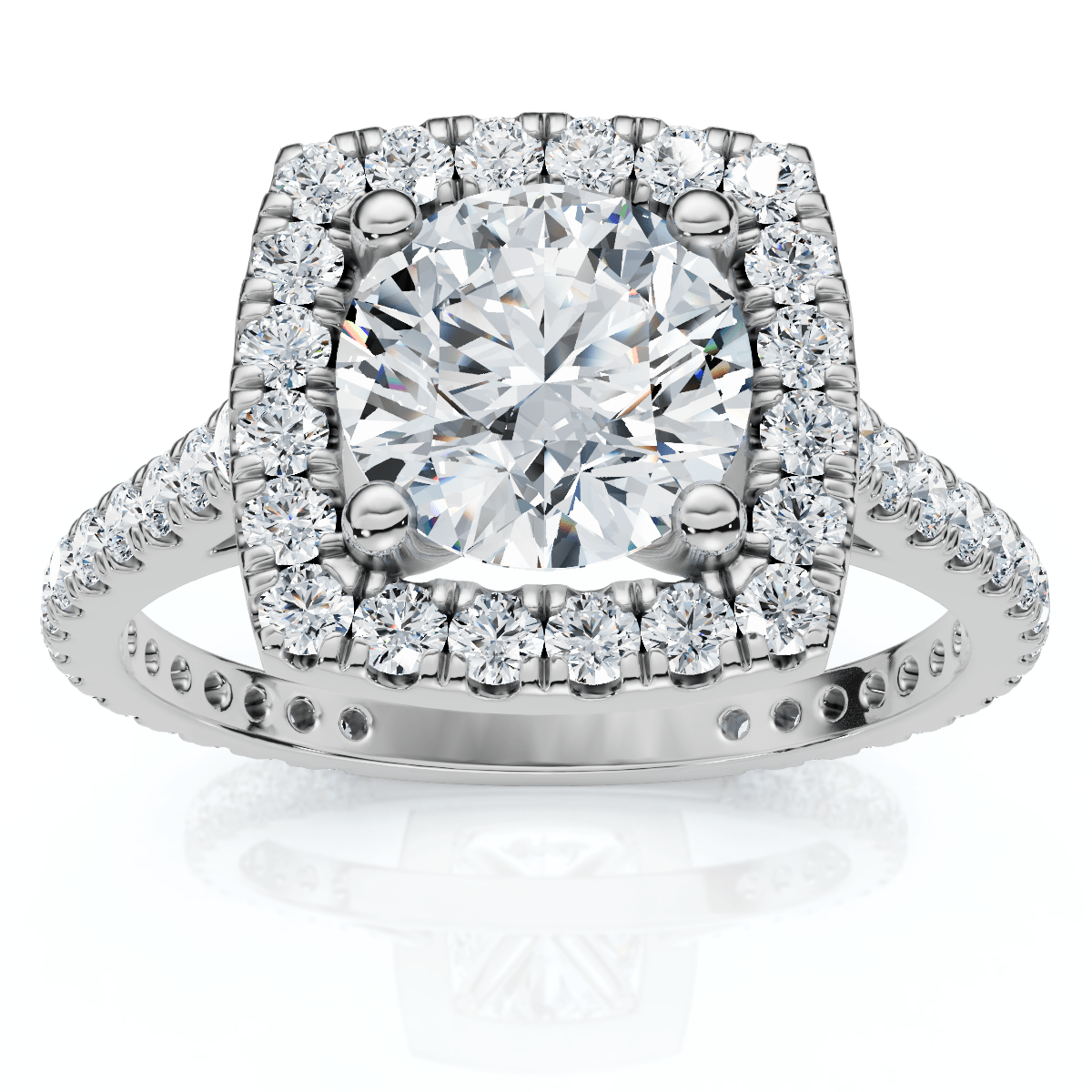 1 1/3Ct Round Halo Diamond Engagement Ring 14k Gold Lab Grown