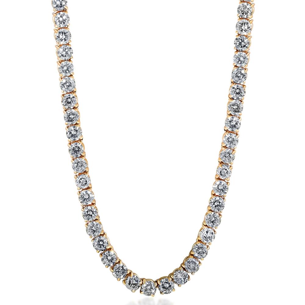 Huge 23 Ct Diamond Tennis Necklace 14K Yellow Gold 18"