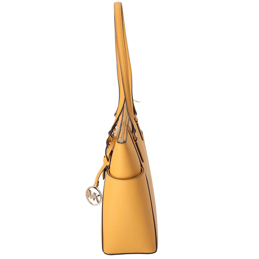 Michael Kors Charlotte Large Top Zip Leather Tote Golden Rod Yellow