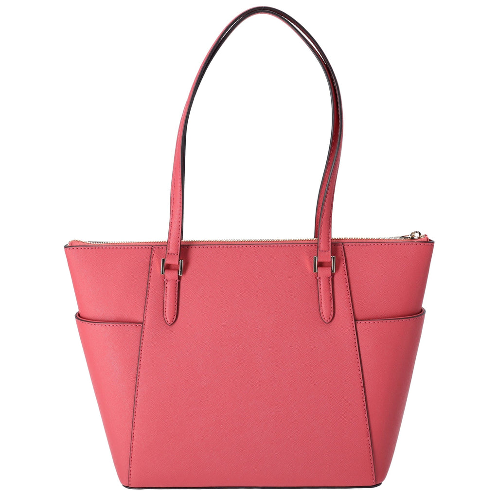 Michael Kors Charlotte Large Top Zip Leather Tote Light Berry Sorbet Pink