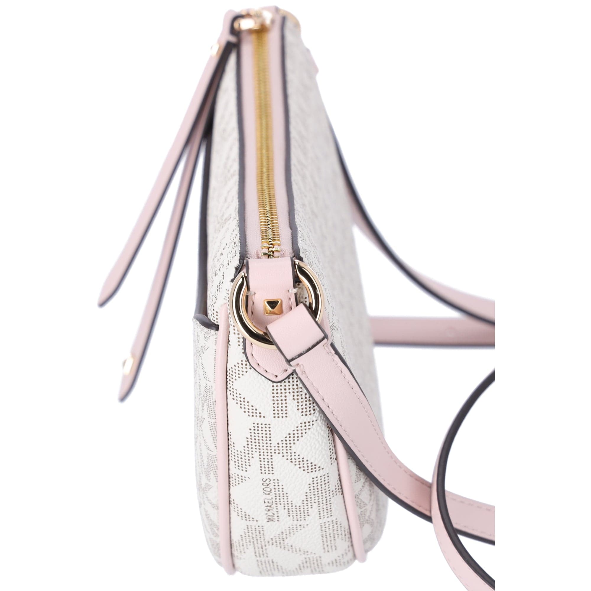 Michael Kors Dover Small Half Moon Crossbody Vanilla Pink Powder Blush Multi
