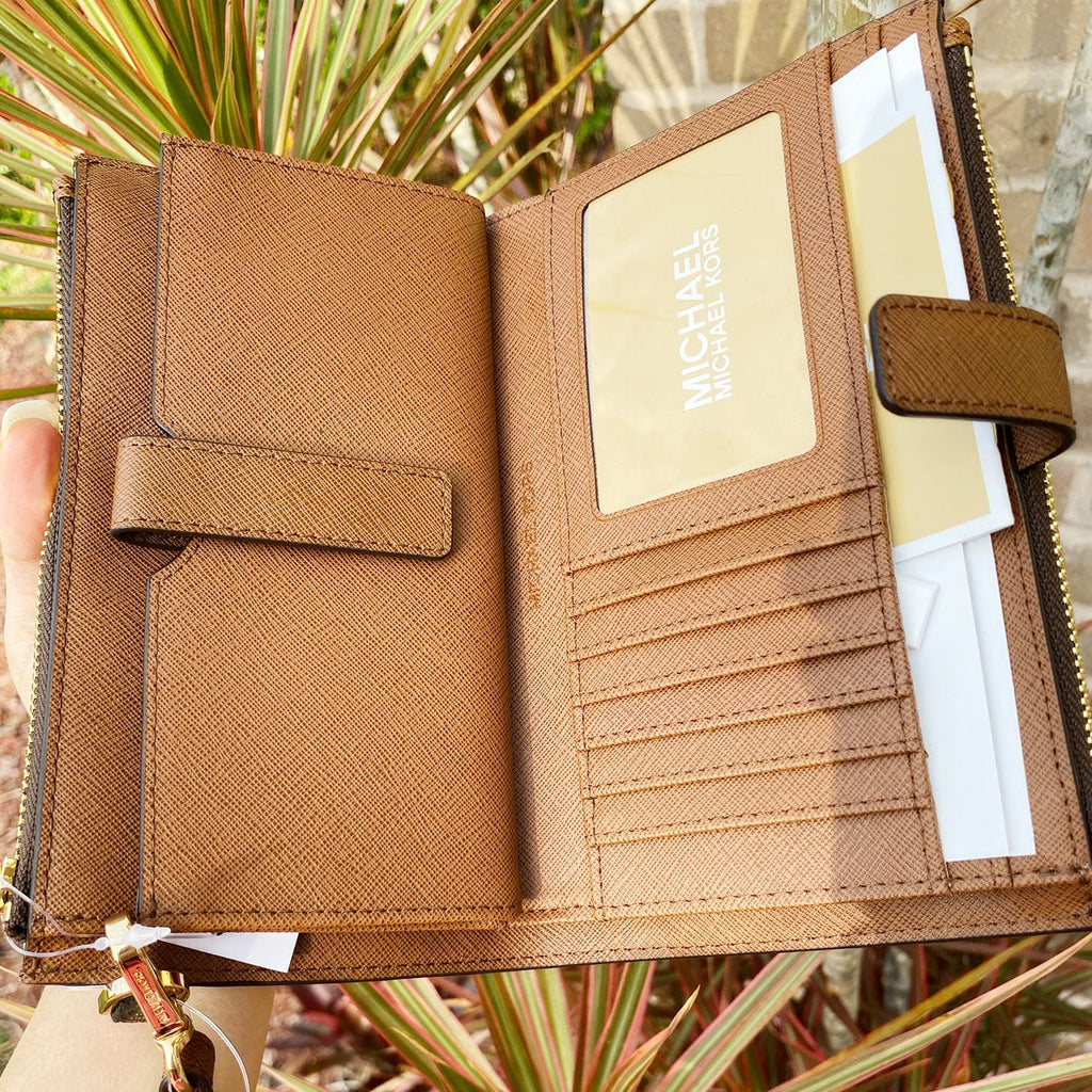 Michael Kors JetSet Double Zip Wristlet PhoneWallet Brown