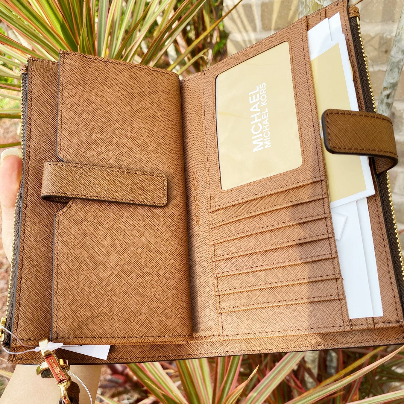 Michael Kors JetSet Double Zip Wristlet PhoneWallet Brown