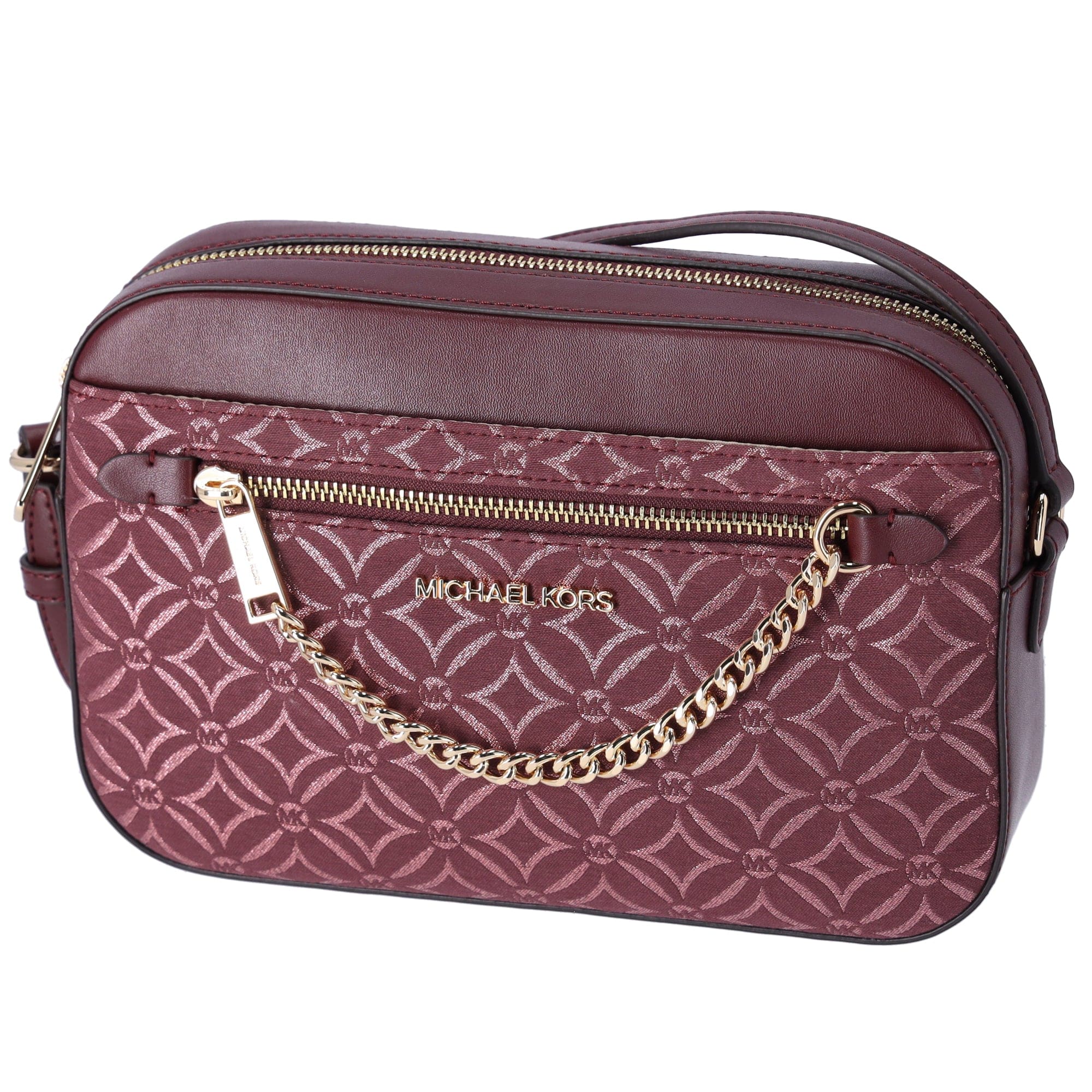Michael Kors Jet Set East West Chain Crossbody Metallic Oxblood Multi