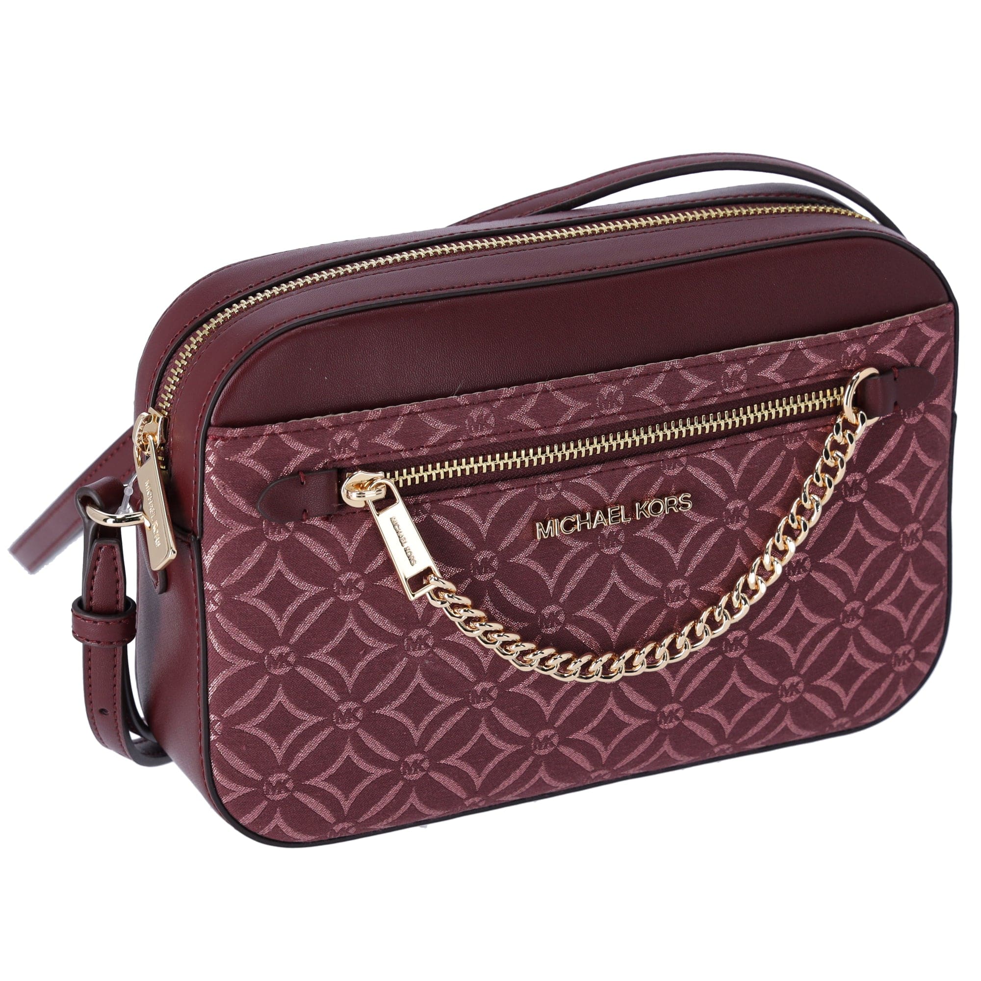 Michael Kors Jet Set East West Chain Crossbody Metallic Oxblood Multi