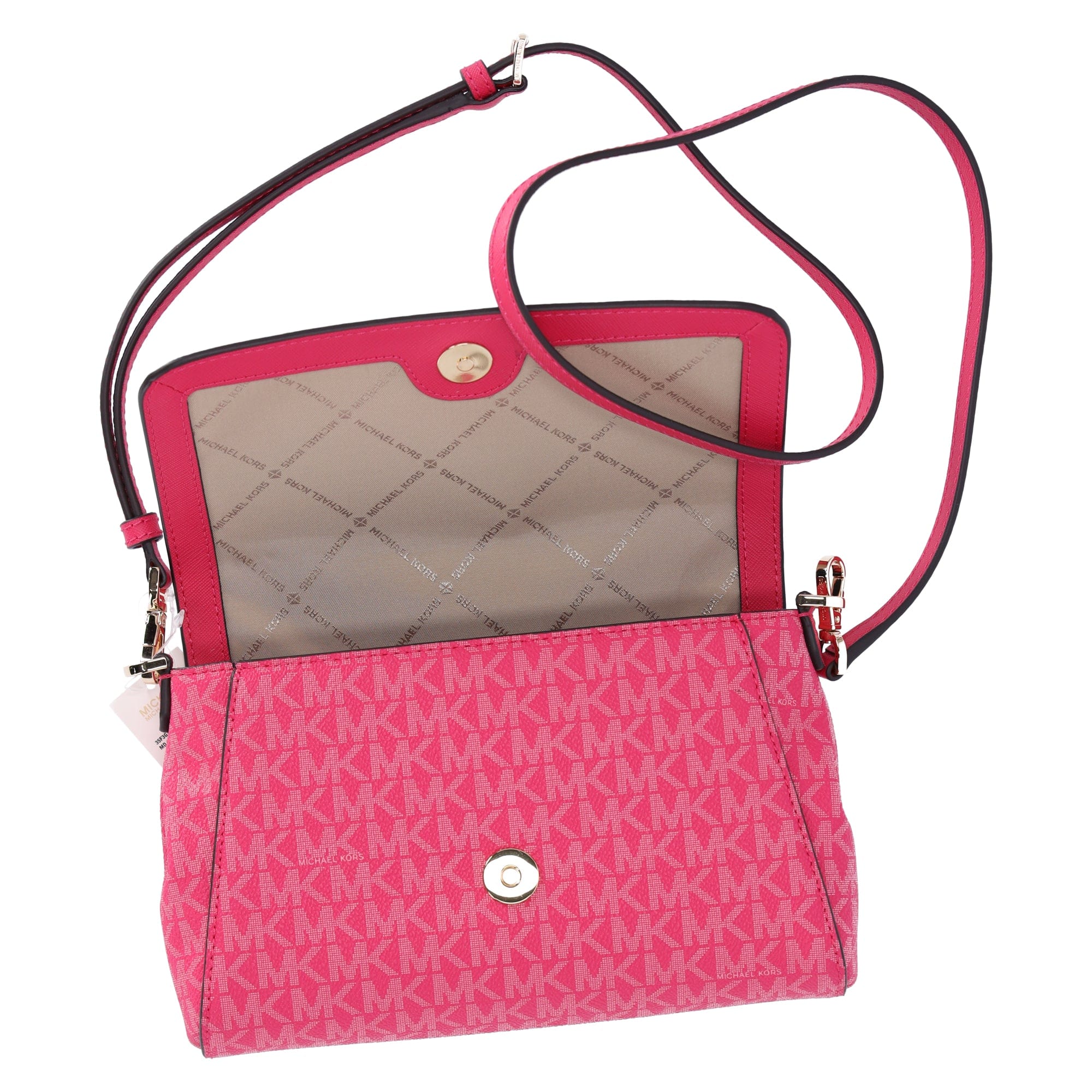 Michael Kors Jet Set Medium Convertible Pouchette Crossbody Electric Pink MK