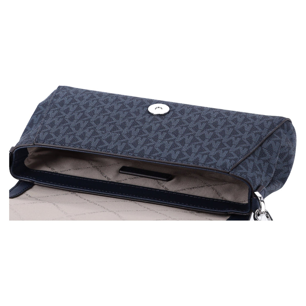 Michael Kors Jet Set Medium Convertible Pouchette Crossbody Navy MK Signature