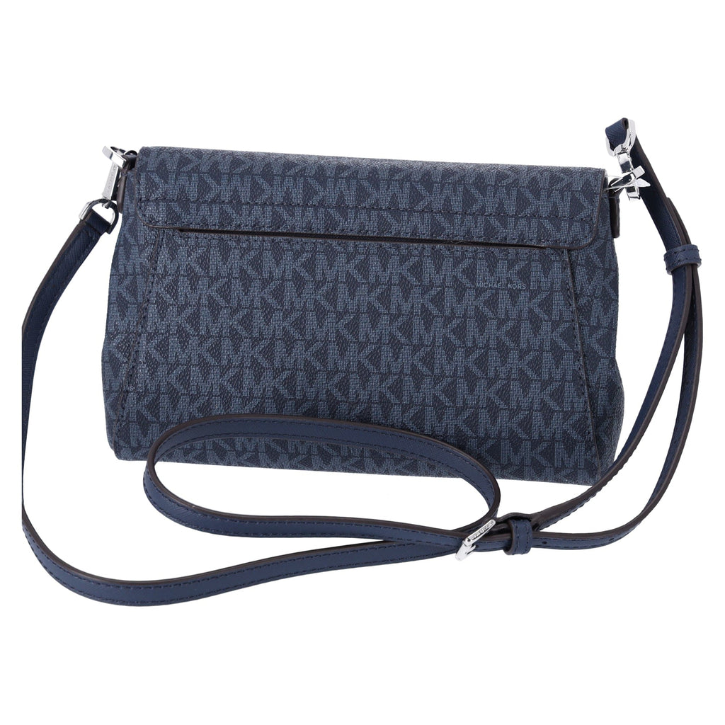 Michael Kors Jet Set Medium Convertible Pouchette Crossbody Navy MK Signature