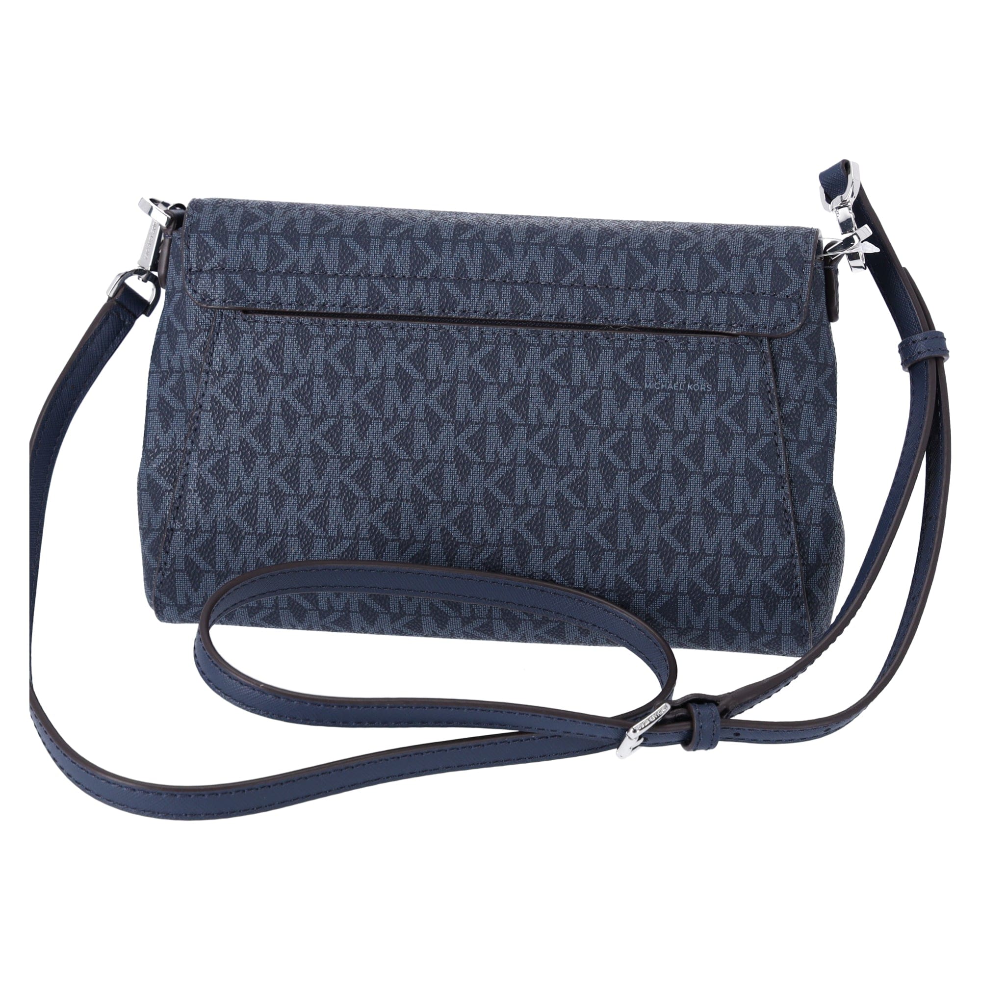 Michael Kors Jet Set Medium Convertible Pouchette Crossbody Navy MK Signature